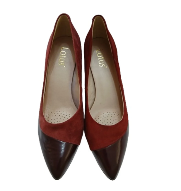 Lotus Bordo Suede-patent Leather Heels