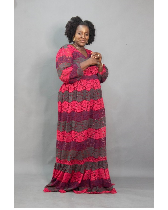 Joan Caribbean Chantelly Lace Maxi Dress