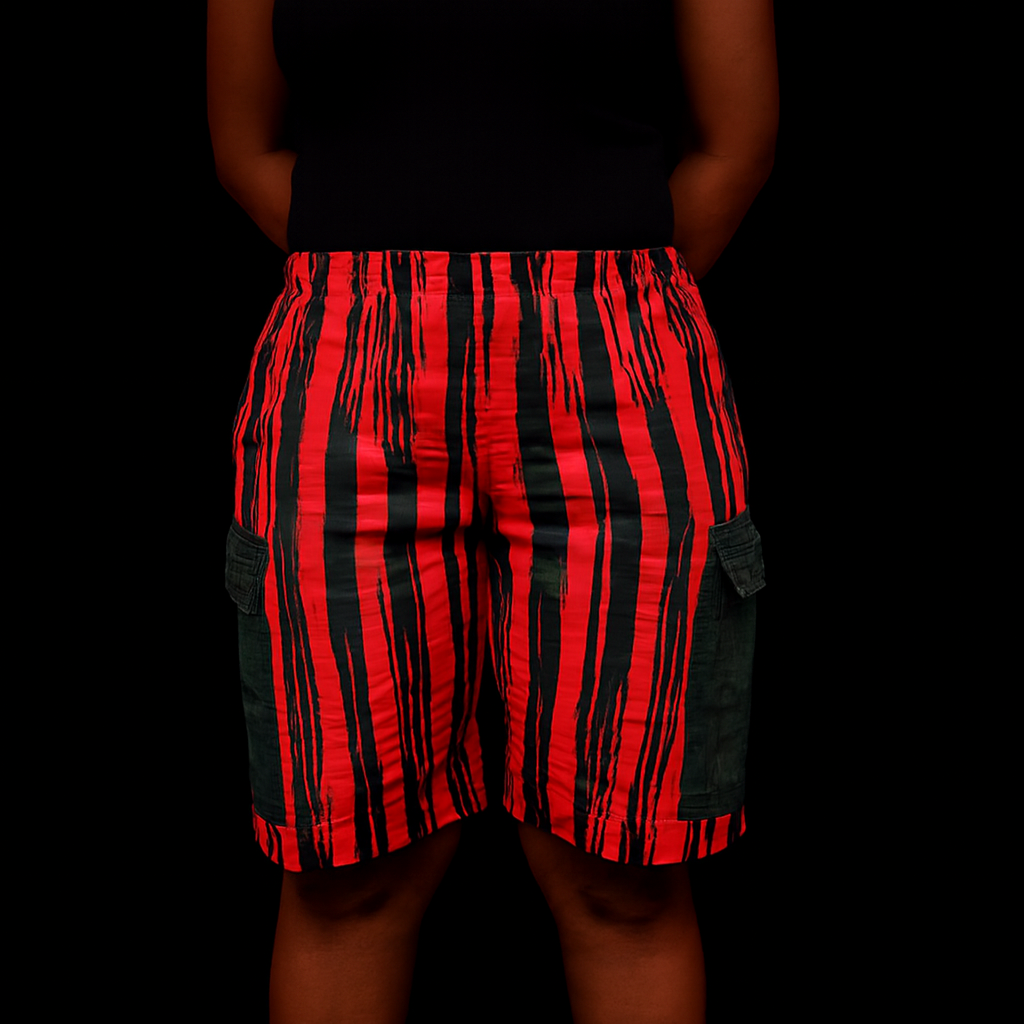 Tayo  Casuall Shorts – Red Ankara Print