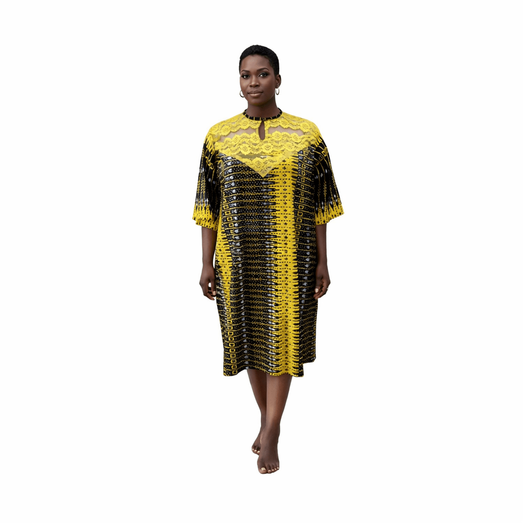 Shirley Mixed Ankara A Knee- Length Dress