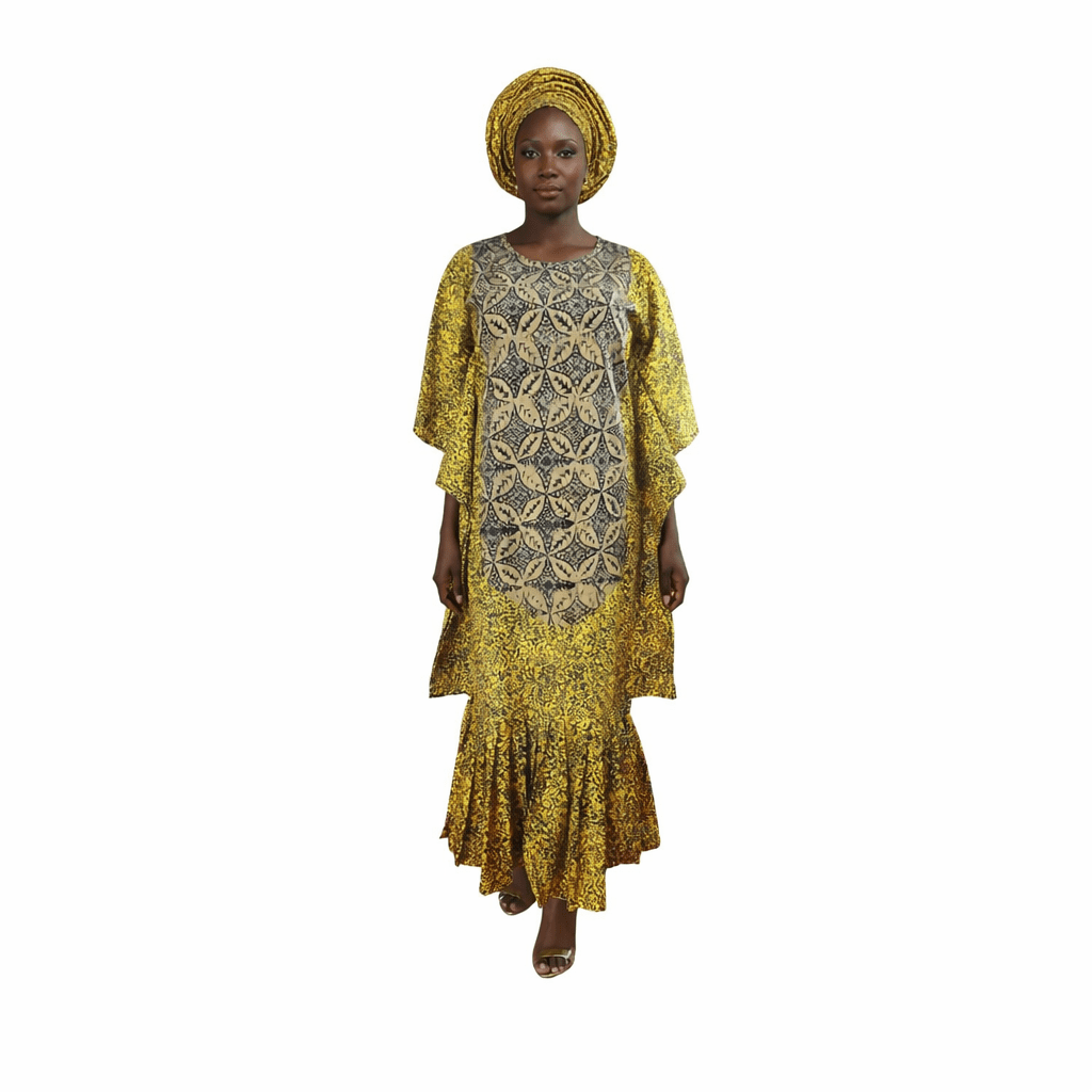 Shirley Ankara Long Dress With Scarf