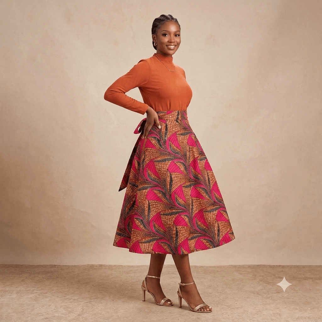 Betty  Flared Wrap Midi Skirt.  Top Not Inclusive