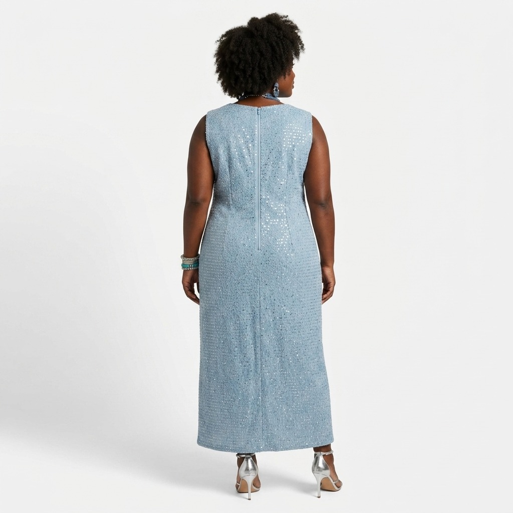 Alberta Sequin Denim Long Dress - Image 2