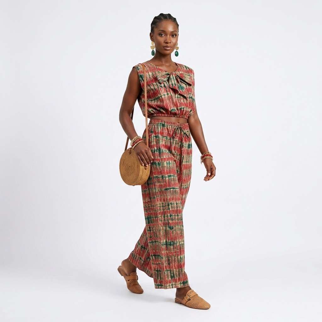 Uchechi Two Piece Cropped Blouse With Trouser
