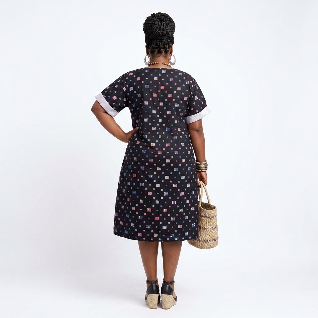 Bolanle Geometric Mosaic Pocket Shift Dress - Image 2